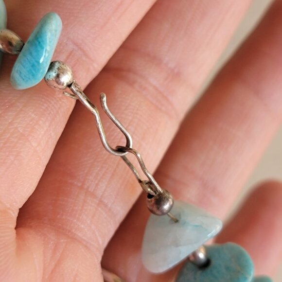 Gorgeous ocean blue amazonite 925 sterling silver handmade chunky graduating nec - Picture 13 of 16